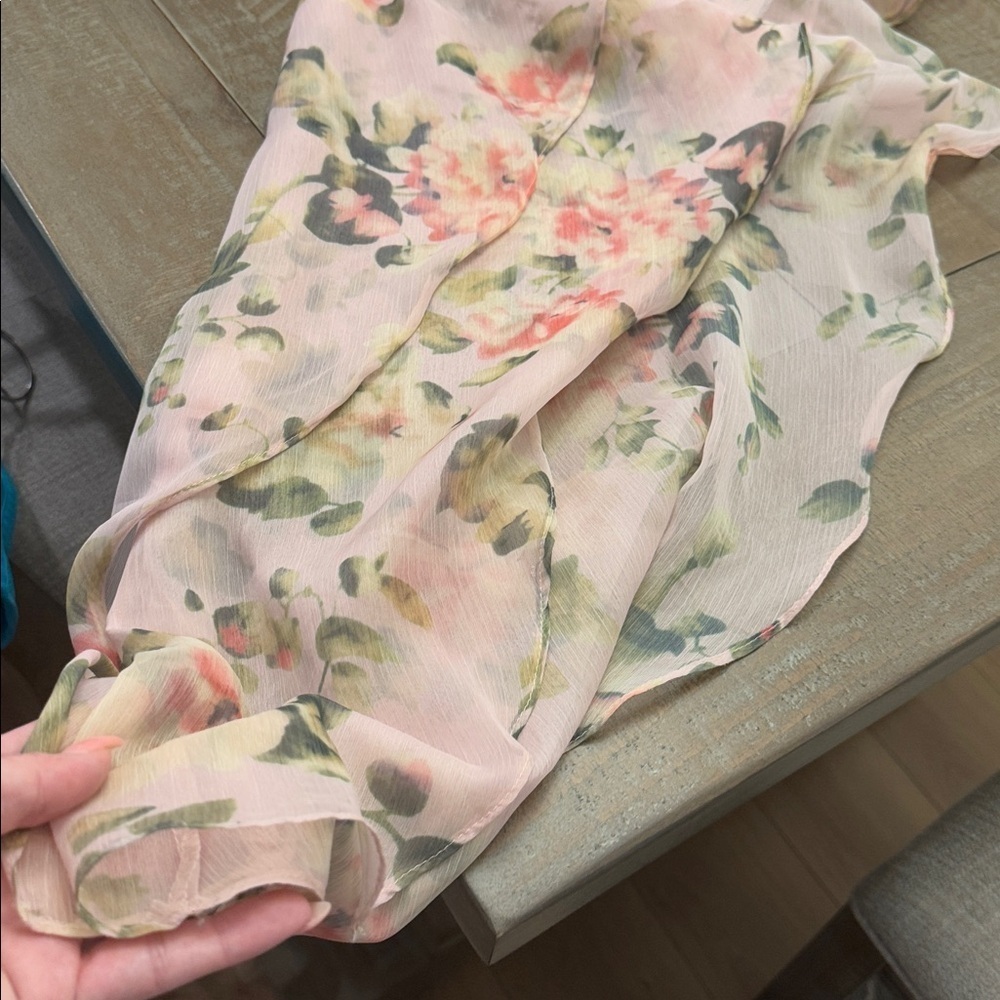IEENA FOR MAC DUGGAL
Light Pink Floral Print Asymmetrical Ruffle Hem Dress - Picture 7 of 15